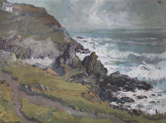 Hurst Balmford (1871-1950) Polperro Cliffs and Peak Rocks, 15.5 x 21.5in.